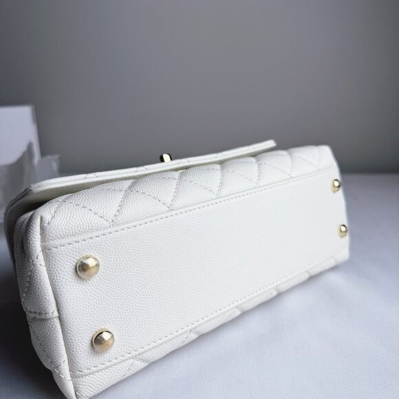 SOLD Chanel White Off White Coco Handle Caviar Bag w GHW 2024 - Picture 6 of 11